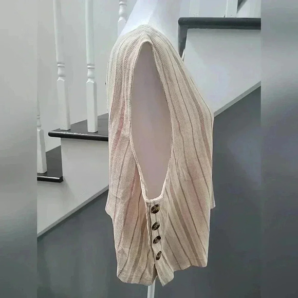 NWT Treasure & Bond SIDE BUTTON REVERSIBLE TANK IN IVORY JANA STRIPE XL - Picture 3 of 5